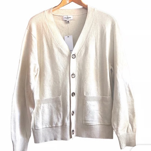 NWT Goodfellow & Co Men's Cream Cardigan Sweater - Picture 4 of 7